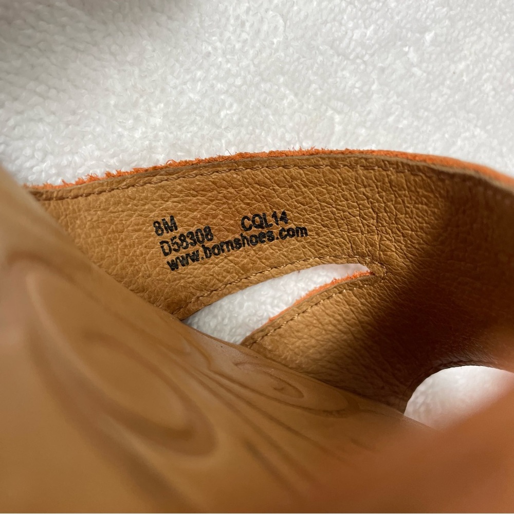 Born Wedge Orange Leather and Cork Platform Sandal Women's Size 8M - Picture 13 of 17